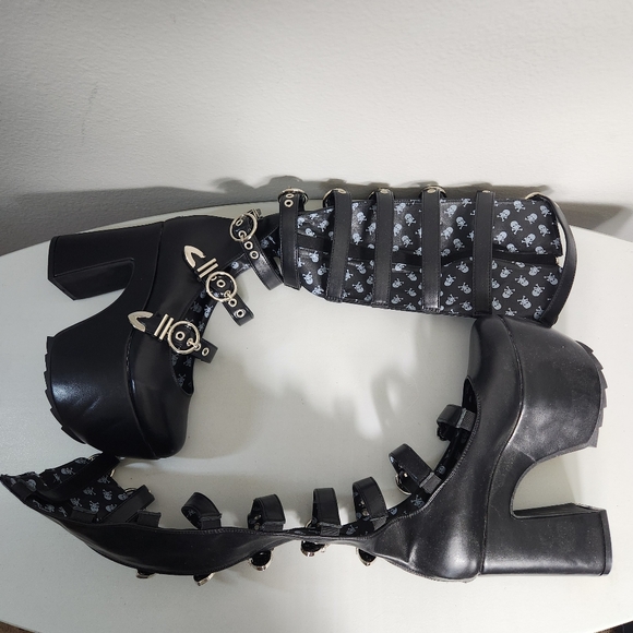 Dolls Kill Lamoda Almighty Platform Strappy Mary Jane Knee High Boots- Sz 9 NEW - Picture 6 of 6